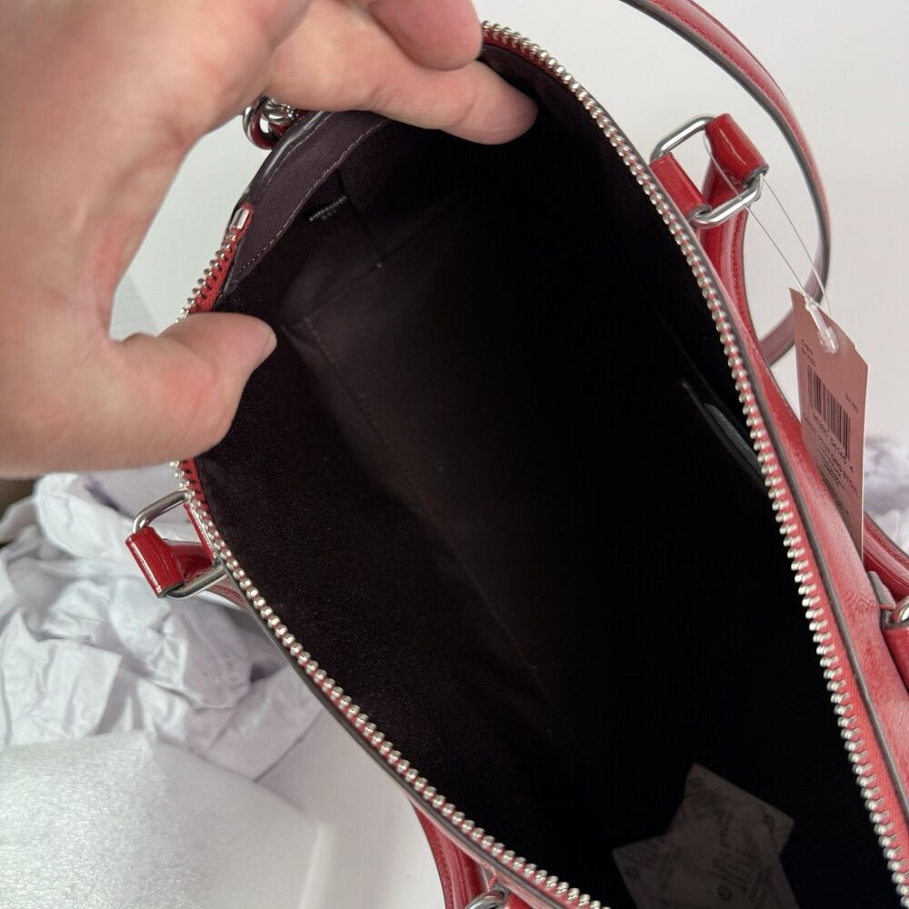 NWT Coach Georgia Satchel Bag Silver/Red CV942 NWT - Picture 10 of 16
